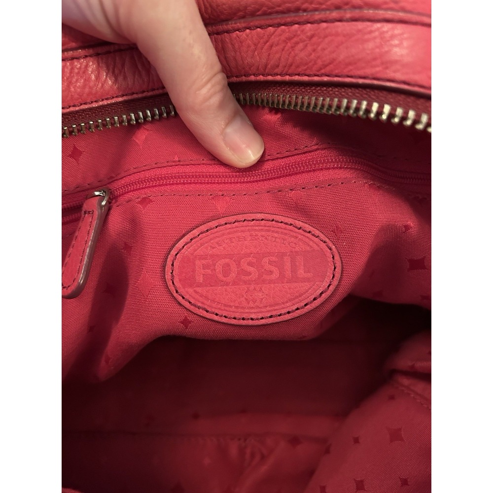 Vtg FOSSIL Long Live Marlow Satchell Handbag Pink Pebble Leather Gunmetal - Picture 2 of 12